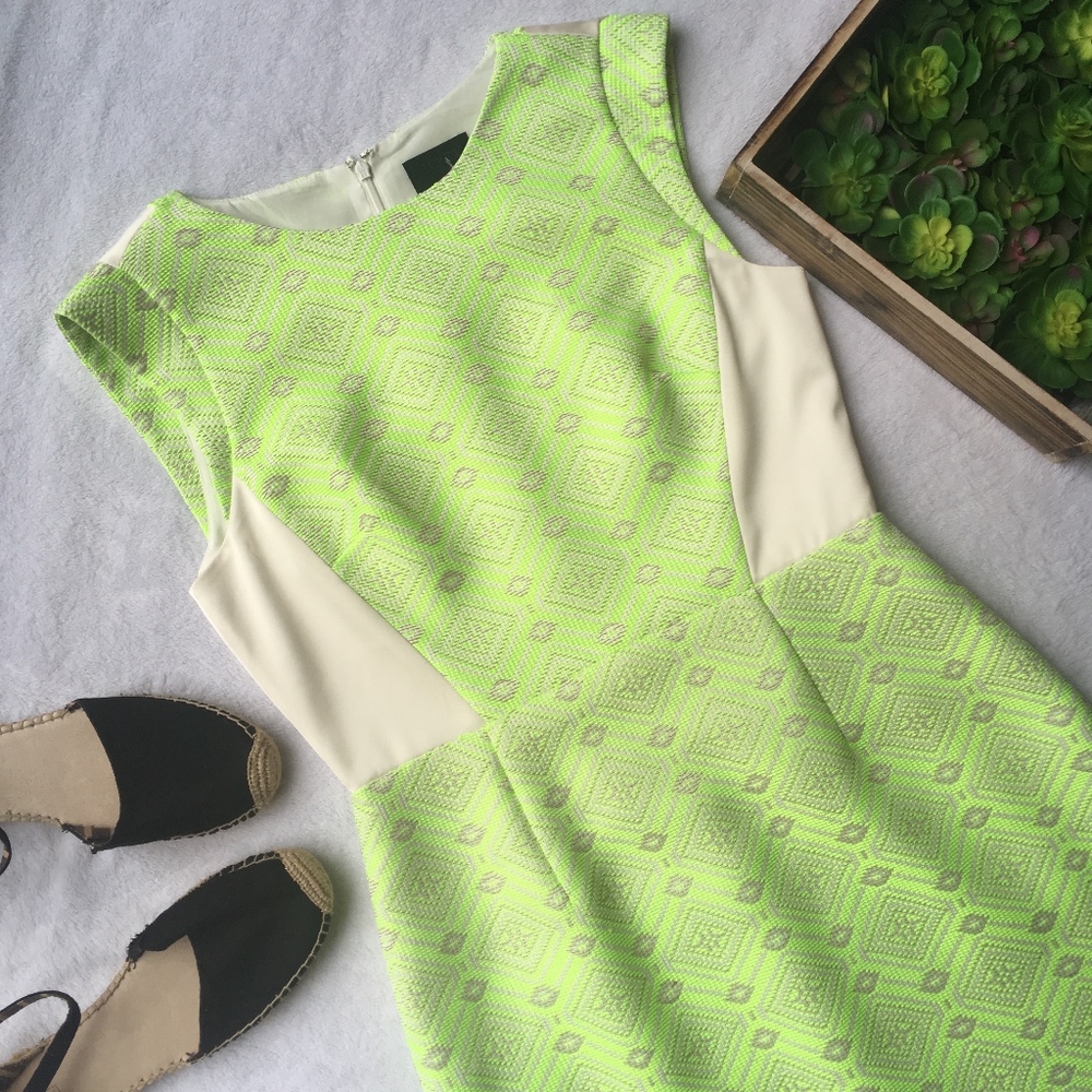 J Crew Collection neon citrus jacquard tweed dress
